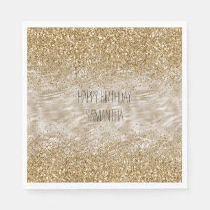 Zebra tryck Faux Guld Glitter Pappersservett