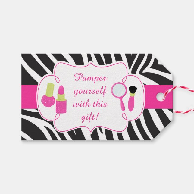 Zebra tryck födelsedag Pamper Party Presentetikett (Framsidan (Horizontal))