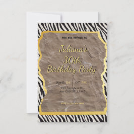 Zebra tryck födelsedagsinbjudan inbjudningar