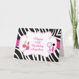 Zebra tryck födelsedagskort Pamper Party Kort