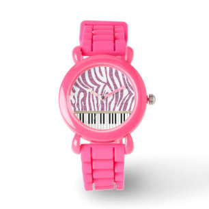 Zebra tryck för glitter för pianonyckelrosor armbandsur