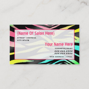 Zebra tryck för neon för Cosmetologistsalong mö Tidsbeställning Kort