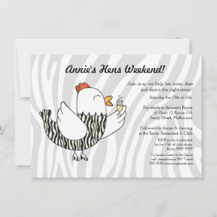 Zebra tryck Funny Hen - Hens Party Bachelorette Inbjudningar