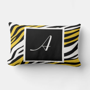 Zebra tryck Gult Mix Monogram Lumbar Pillow Lumbarkudde