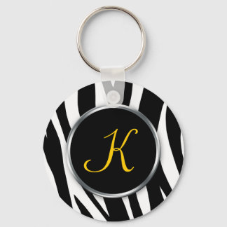 Zebra tryck: Gult Monogram : Nyckelkedja Nyckelring