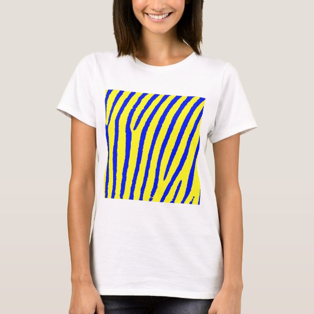 Zebra tryck (Gult och blå) T Shirt (Framsida)
