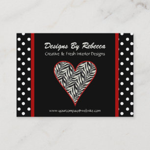 Zebra tryck Heart med Polka dots Affärskort Visitkort