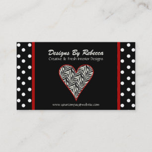 Zebra tryck Heart med Polka dots Affärskort Visitkort
