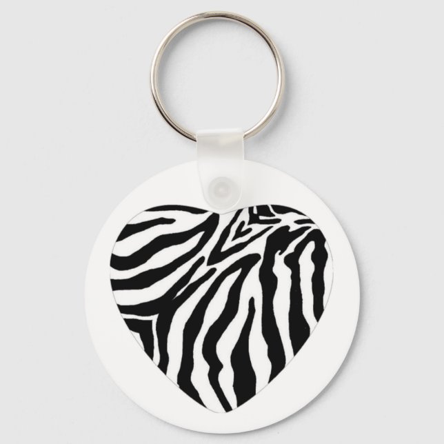 Zebra tryck Heart Nyckelring (Framsida)
