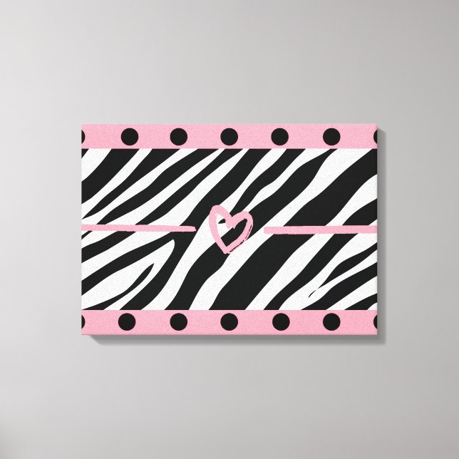 Zebra tryck Heart Polkadots Wall Art (Framsida)