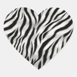 Zebra tryck hjärtformat klistermärke
