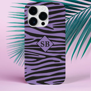 Zebra tryck Lila Black Rand monogrammad