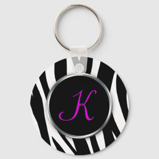 Zebra tryck: Lila Monogram : Nyckelkedja Nyckelring