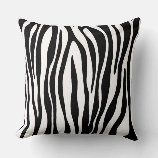 Zebra tryck med Solid Black Back Kudde (Framsida)