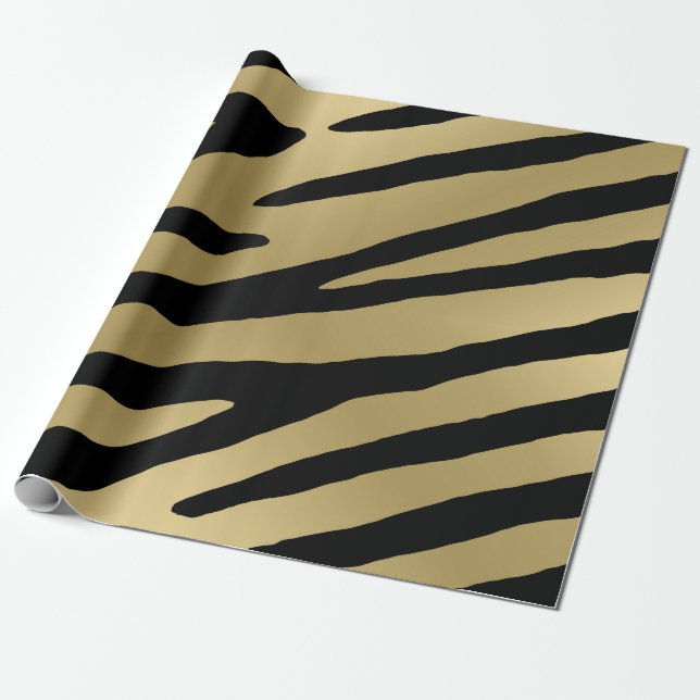 Zebra tryck Metallic Guld Mönster Presentpapper (Utrullad)