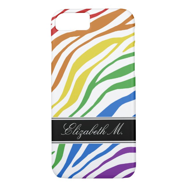 Zebra tryck Mix Rainbow iPhone 7 Fodral Case-Mate iPhone Skal (Baksida)