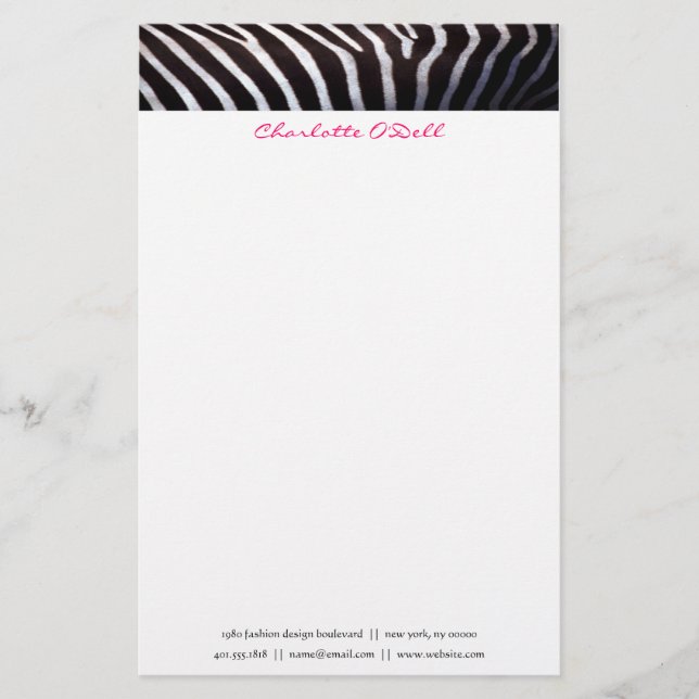 zebra tryck; monogram brevpapper (Framsida)