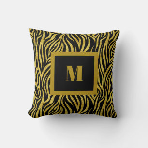 Zebra tryck Monogram Kudde