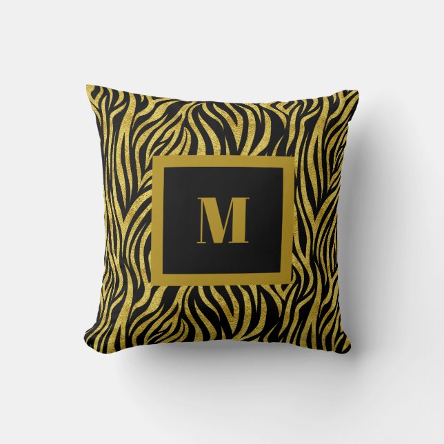 Zebra tryck Monogram Kudde (Framsida)