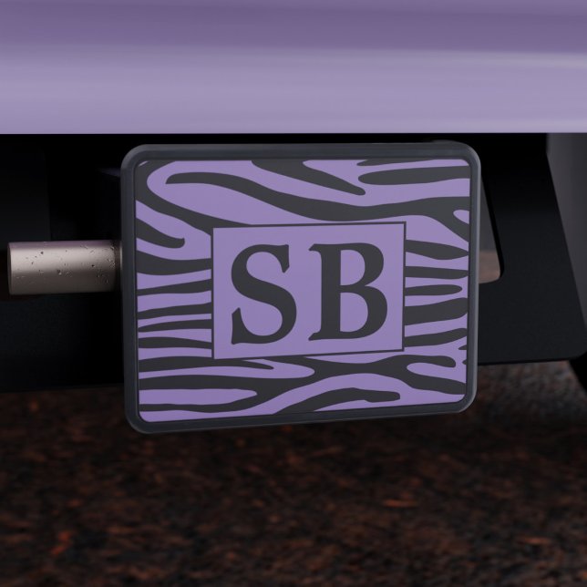 Zebra tryck Monogram Lila Stripe Hitch Cover Dragkroksskydd (If you love purple and zebras then this is the hitche cover just for you)