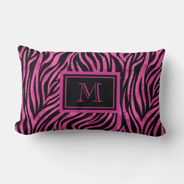 Zebra tryck Monogram Lumbarkudde (Framsida)