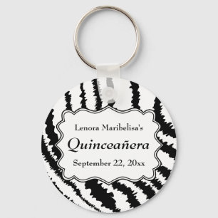 zebra tryck Mönster Quinceanera Nyckelring