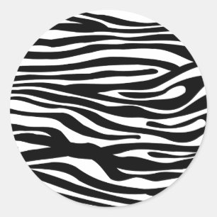 Zebra tryck Mönster - Svarta och vita Runt Klistermärke