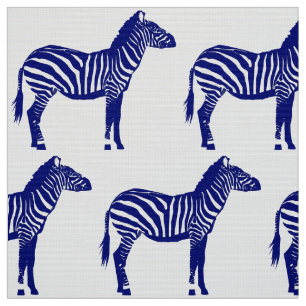 Zebra tryck - mörk koboltblått och vit tyg