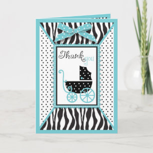 Zebra tryck och Baby Carriage Tack Kort