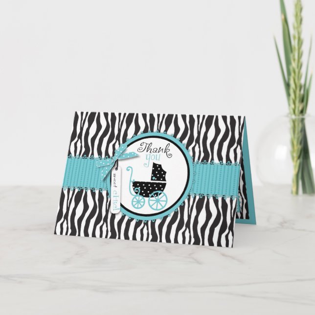 Zebra tryck- och barnvagntack tack kort (Framsida)