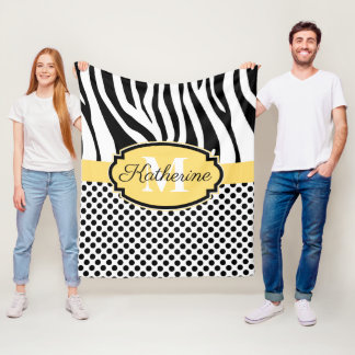 Zebra tryck och Dots Mönster Fleecefilt