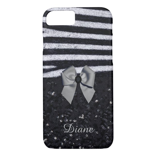 Zebra tryck och Glitter Case-Mate iPhone Skal (Baksida)