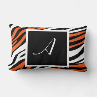 Zebra tryck Orange Mix Monogram Lumbar Pillow Lumbarkudde