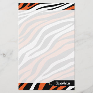 Zebra tryck Orange Mix Personlig Stationery Brevpapper