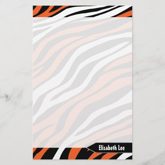 Zebra tryck Orange Mix Personlig Stationery Brevpapper (Framsida)