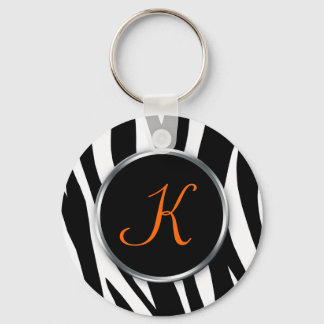 Zebra tryck: Orange Monogram : Nyckelkedja Nyckelring