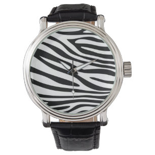 Zebra tryck päls armbandsur