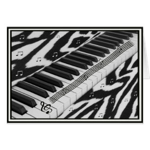 Zebra tryck Piano Tangentbord Hälsningskort