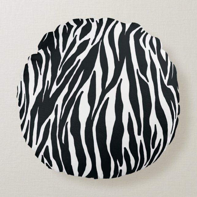 Zebra tryck Pillow Rund Kudde (Framsidan)