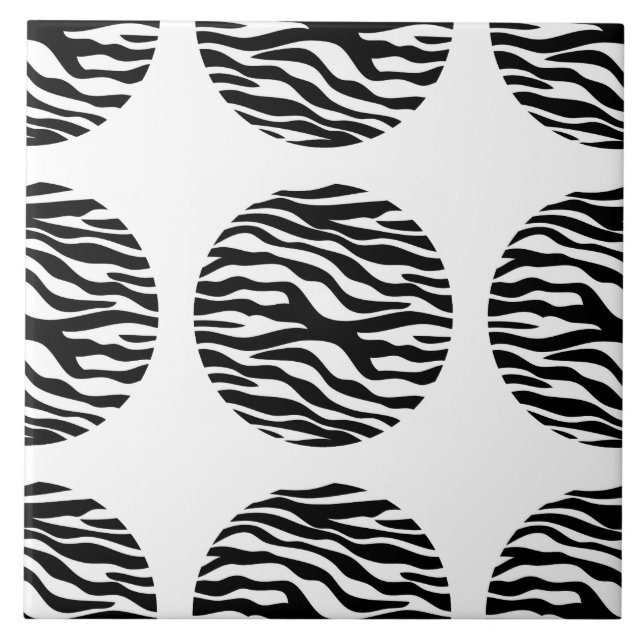 Zebra tryck Polka dots Tile Kakelplatta (Framsidan)