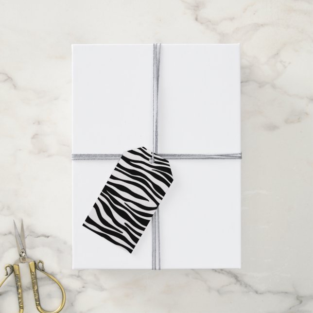 Zebra tryck presentetikett (Med Snöre)