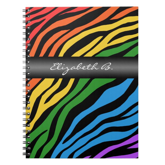 Zebra tryck Rainbow Mix-Personlig bärbar dator Anteckningsbok (Framsidan)