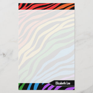 Zebra tryck Rainbow Mix Personlig Stationery Brevpapper
