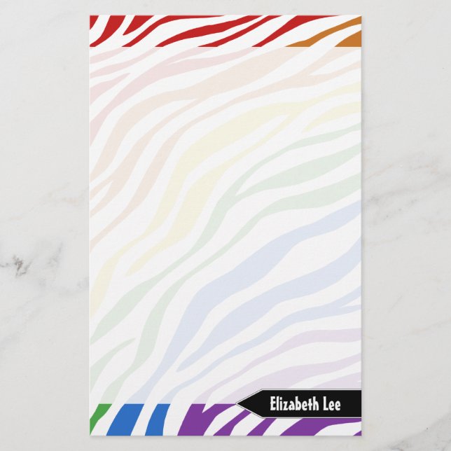 Zebra tryck Rainbow Mix Personlig Stationery Brevpapper (Framsida)
