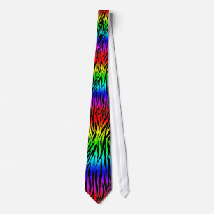 Zebra tryck RAINBOW NEON RAVE TIE Slips