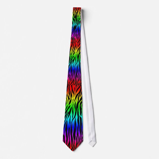 Zebra tryck RAINBOW NEON RAVE TIE Slips (Framsida)