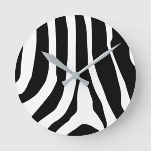 Zebra tryck Rand Mönster Rund Klocka