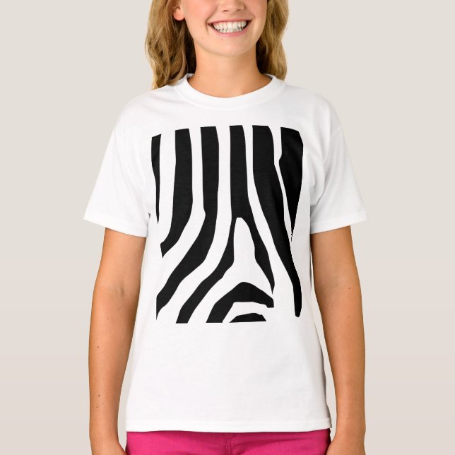 Zebra tryck Rand Mönster T Shirt (Framsida)