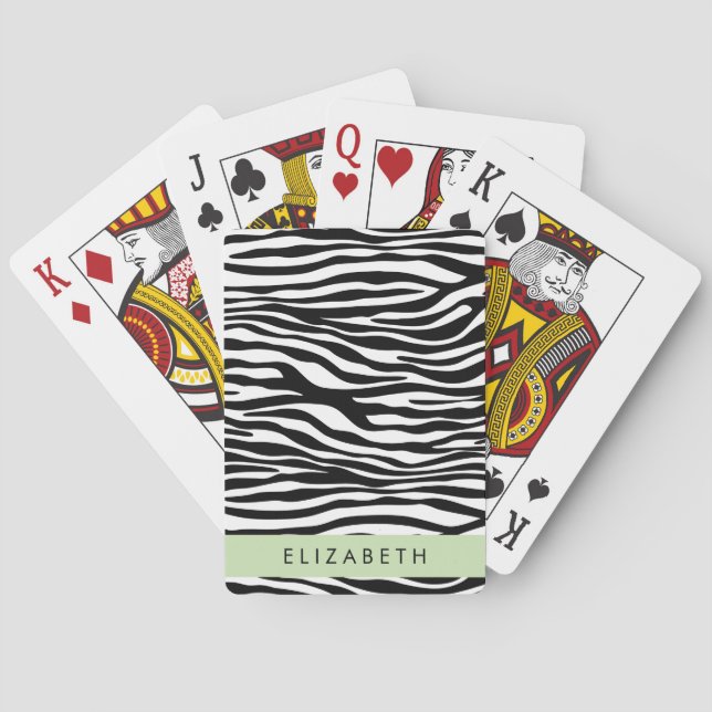 Zebra tryck, Rand, svart och vitt, ditt namn Casinokort (Baksidan)