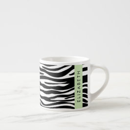 Zebra tryck, Rand, svart och vitt, ditt namn Espressomugg
